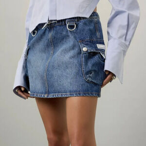 Coperni Denim Cargo Micro Mini Skirt SIZE 6 Jean Designer Utility Low Rise $590